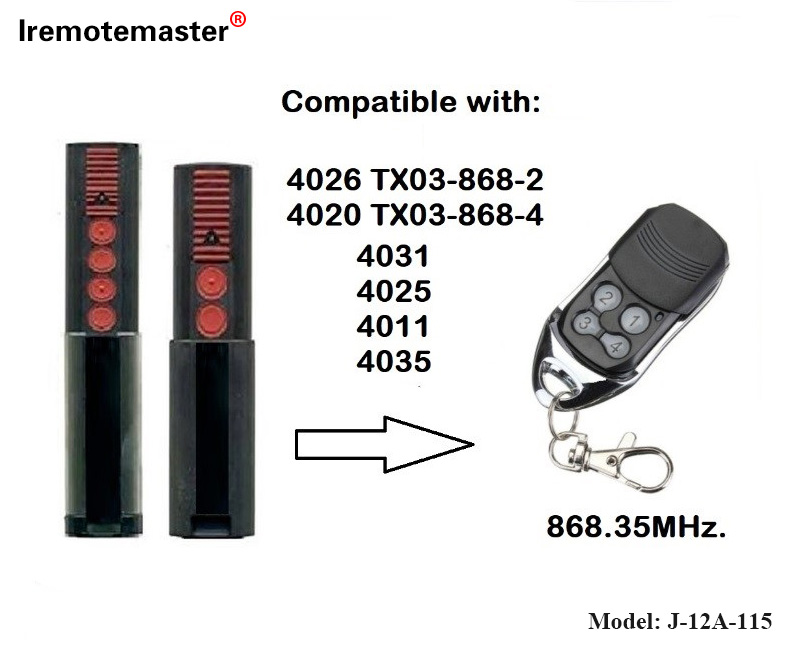 4020 4026 TX03-868-4 રિમોટ કંટ્રોલ 868mhz TX03-8-4 રોલિંગ કોડ માટે